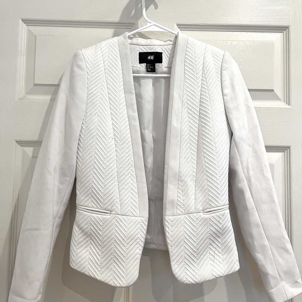 H&M textured white blazer